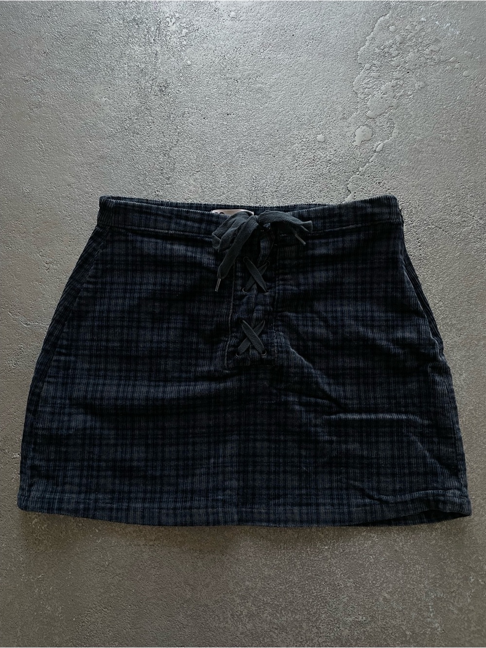 SO Black Plaid Lace-Up Mini Skirt